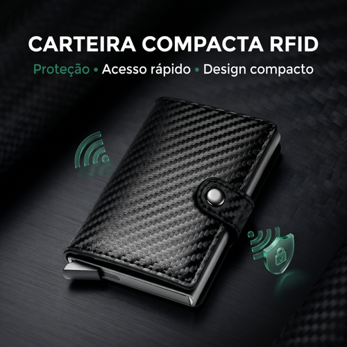 Carteira Compacta RFID – Porta Cartões com Proteção e Acesso Rápido
