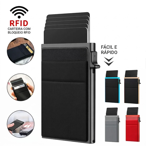 Carteira Slim RFID Pop-Up – Porta Cartões Compacto