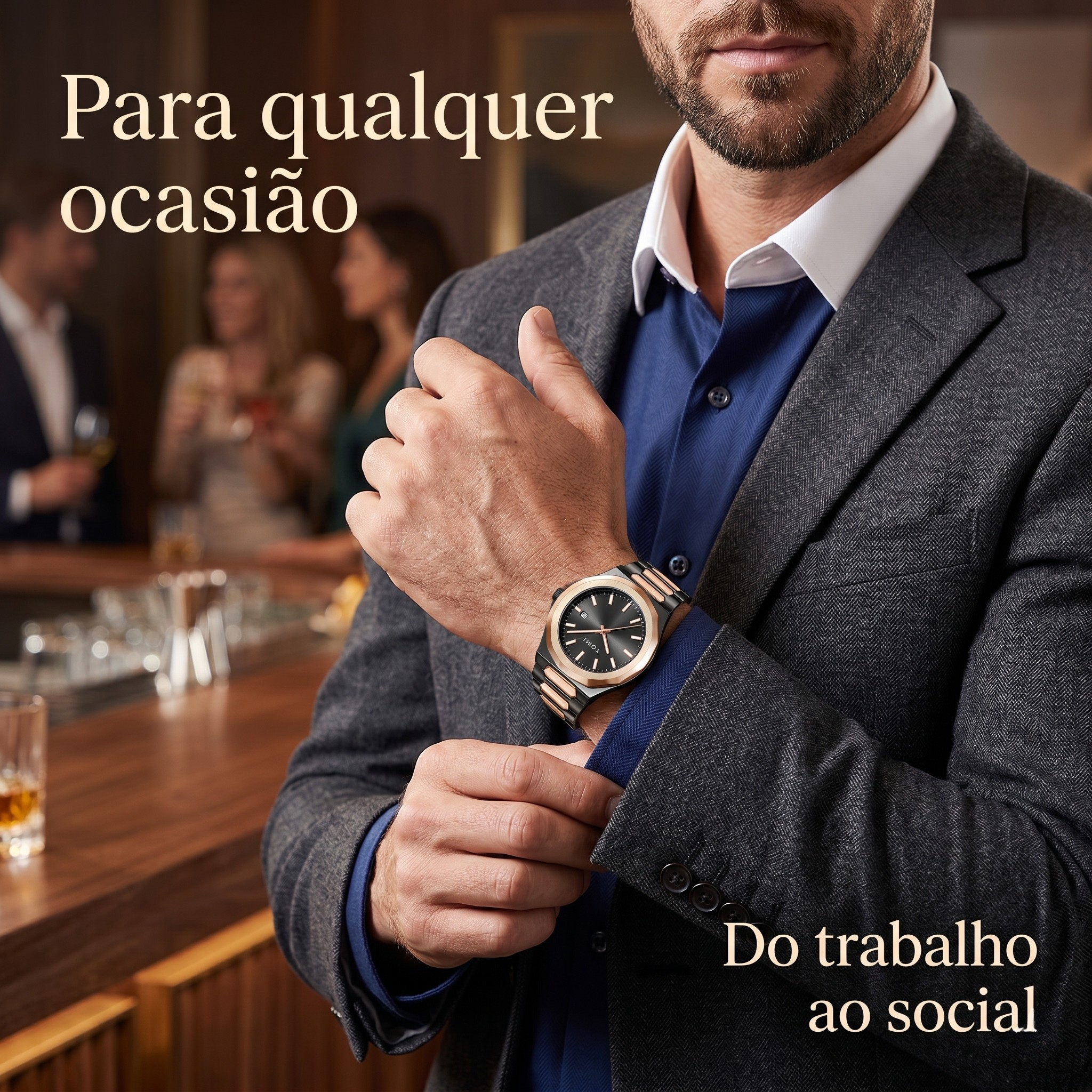 Kit TOMI Gold Edition - Relógio + Acessórios para um Visual que Impõe Presença