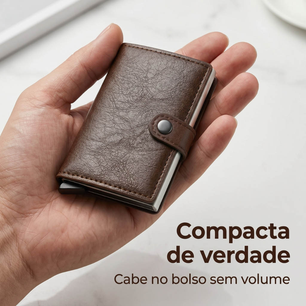 Carteira Compacta RFID – Porta Cartões com Proteção e Acesso Rápido