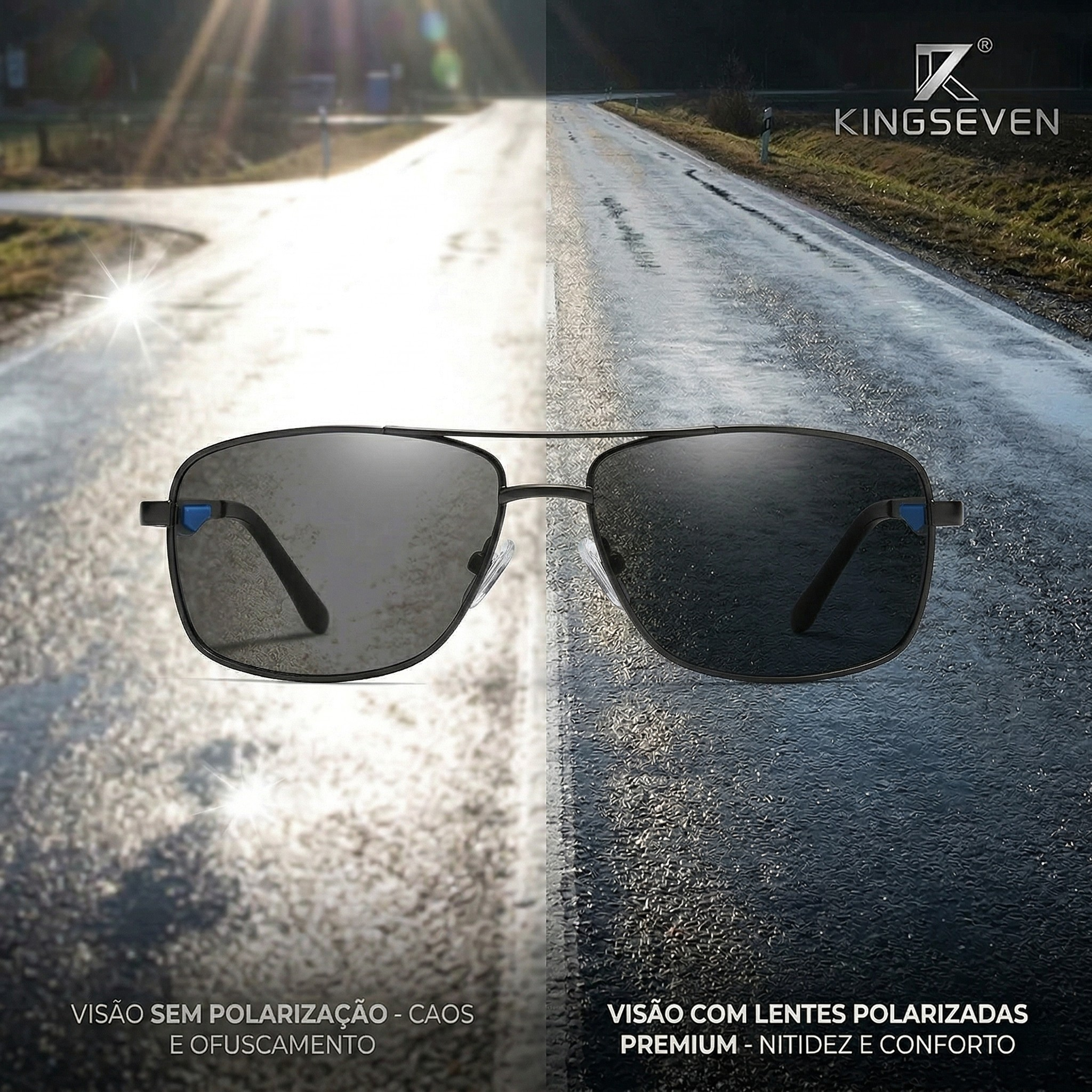 Óculos Masculino KingSeven – Estilo Premium, Clareza e Proteção