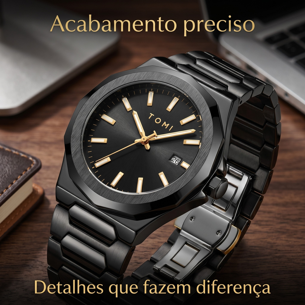 Kit TOMI Gold Edition - Relógio + Acessórios para um Visual que Impõe Presença