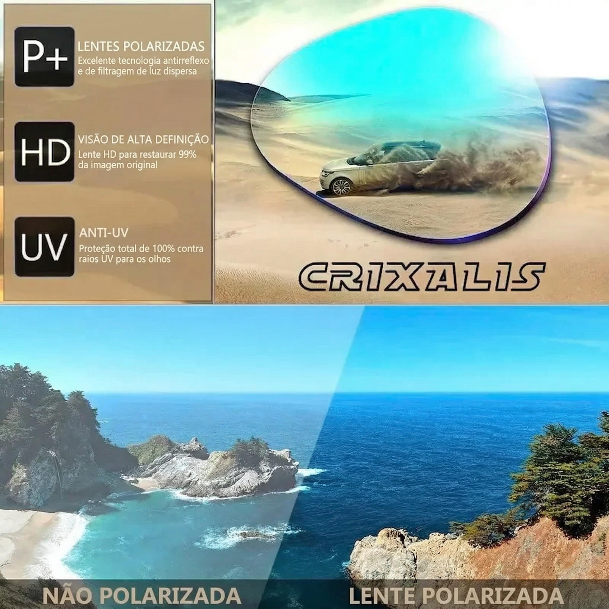 Óculos Crixalis Commander – Óculos de Sol Polarizado com Proteção UV400